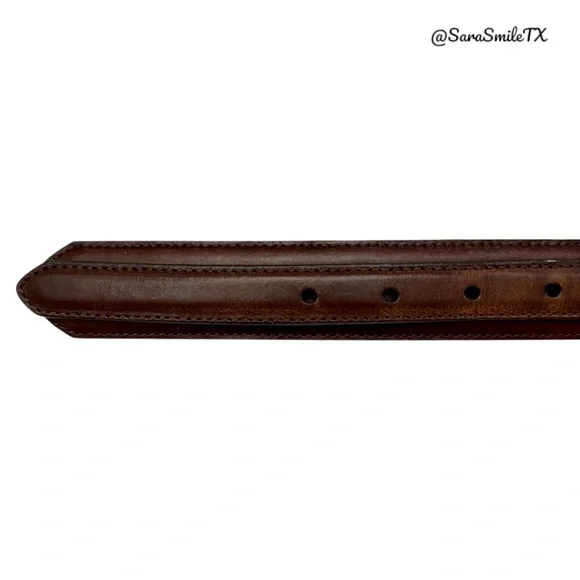 NOCONA BELT CO Mens Vintage Brown Leather Top Hand Ranger Western Belt - Picture 4 of 9